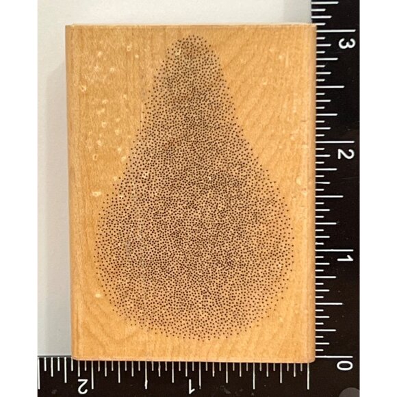 1993 STAMPSCAPES INC TONAL APPLICATOR 084E WOOD MOUNTED RUBBER STAMP PEAR K.J.N. - Picture 2 of 5
